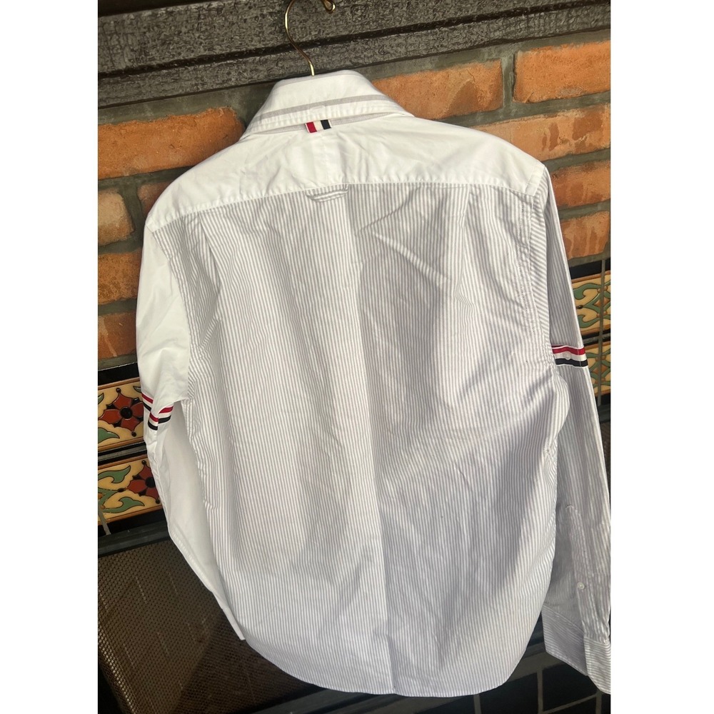 Thom Browne Mens Iconic Striped Button Down1 Celebrity Owned Flawed Made  Italy - Picture 4 of 10